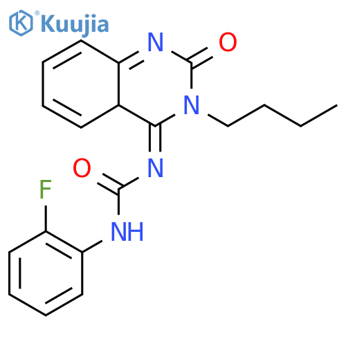 3-(4E)-3-butyl-2-oxo-1,2,3,4-tetrahydroquinazolin-4-ylidene-1-(2-fluorophenyl)urea structure