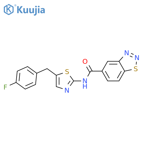 N-{5-(4-fluorophenyl)methyl-1,3-thiazol-2-yl}-1,2,3-benzothiadiazole-5-carboxamide structure