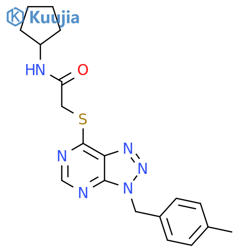 N-cyclopentyl-2-({3-(4-methylphenyl)methyl-3H-1,2,3triazolo4,5-dpyrimidin-7-yl}sulfanyl)acetamide structure