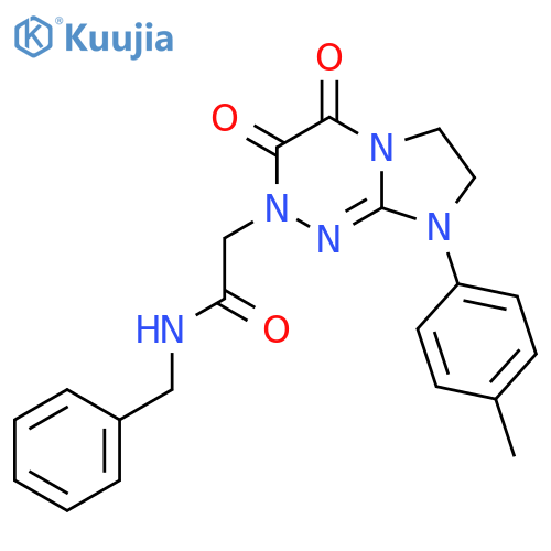 N-benzyl-2-8-(4-methylphenyl)-3,4-dioxo-2H,3H,4H,6H,7H,8H-imidazo2,1-c1,2,4triazin-2-ylacetamide structure