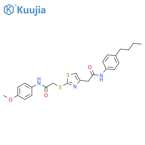 2-(4-{(4-butylphenyl)carbamoylmethyl}-1,3-thiazol-2-yl)sulfanyl-N-(4-methoxyphenyl)acetamide structure