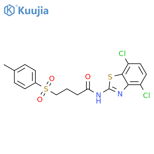 N-(4,7-dichloro-1,3-benzothiazol-2-yl)-4-(4-methylbenzenesulfonyl)butanamide structure
