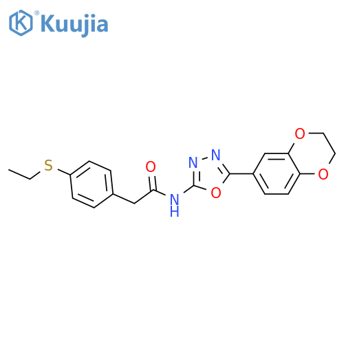N-5-(2,3-dihydro-1,4-benzodioxin-6-yl)-1,3,4-oxadiazol-2-yl-2-4-(ethylsulfanyl)phenylacetamide structure