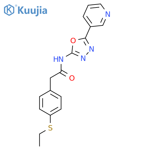 2-4-(ethylsulfanyl)phenyl-N-5-(pyridin-3-yl)-1,3,4-oxadiazol-2-ylacetamide structure