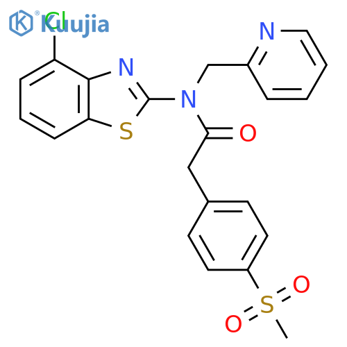 N-(4-chloro-1,3-benzothiazol-2-yl)-2-(4-methanesulfonylphenyl)-N-(pyridin-2-yl)methylacetamide structure