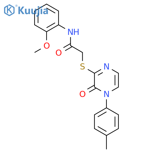 N-(2-methoxyphenyl)-2-{4-(4-methylphenyl)-3-oxo-3,4-dihydropyrazin-2-ylsulfanyl}acetamide structure