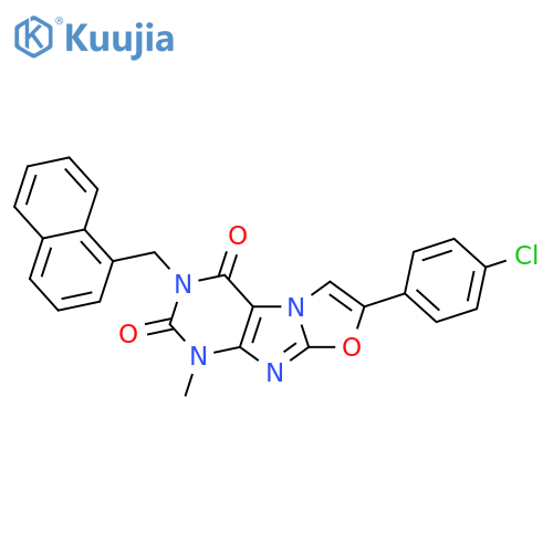 7-(4-chlorophenyl)-1-methyl-3-(naphthalen-1-yl)methyl-1H,2H,3H,4H-1,3oxazolo3,2-gpurine-2,4-dione structure