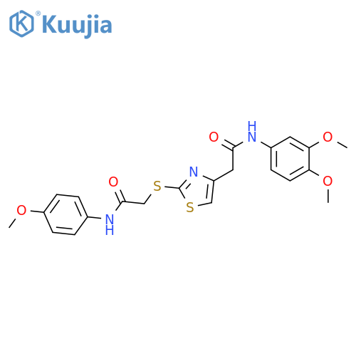 2-(4-{(3,4-dimethoxyphenyl)carbamoylmethyl}-1,3-thiazol-2-yl)sulfanyl-N-(4-methoxyphenyl)acetamide structure
