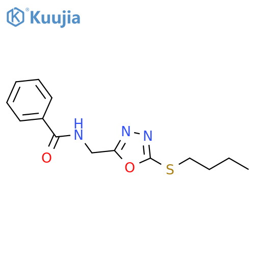 N-{5-(butylsulfanyl)-1,3,4-oxadiazol-2-ylmethyl}benzamide structure