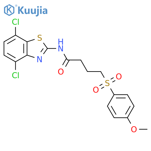 N-(4,7-dichloro-1,3-benzothiazol-2-yl)-4-(4-methoxybenzenesulfonyl)butanamide structure