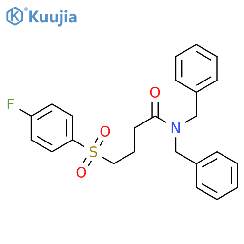 N,N-dibenzyl-4-(4-fluorobenzenesulfonyl)butanamide structure