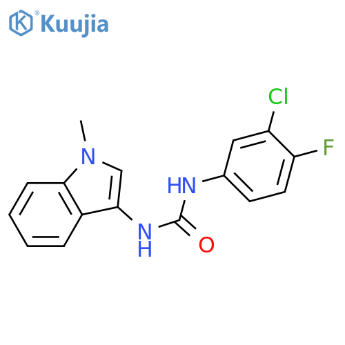 1-(3-chloro-4-fluorophenyl)-3-(1-methyl-1H-indol-3-yl)urea structure