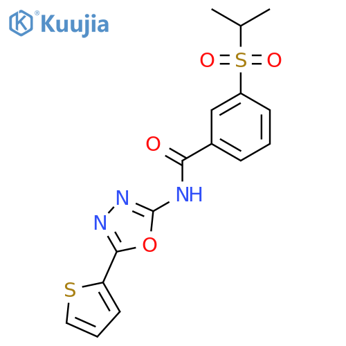 3-(propane-2-sulfonyl)-N-5-(thiophen-2-yl)-1,3,4-oxadiazol-2-ylbenzamide structure