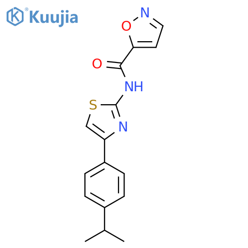 N-{4-4-(propan-2-yl)phenyl-1,3-thiazol-2-yl}-1,2-oxazole-5-carboxamide structure
