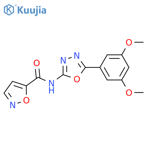 N-5-(3,5-dimethoxyphenyl)-1,3,4-oxadiazol-2-yl-1,2-oxazole-5-carboxamide structure