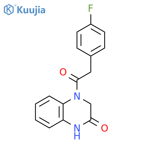 4-2-(4-fluorophenyl)acetyl-1,2,3,4-tetrahydroquinoxalin-2-one structure