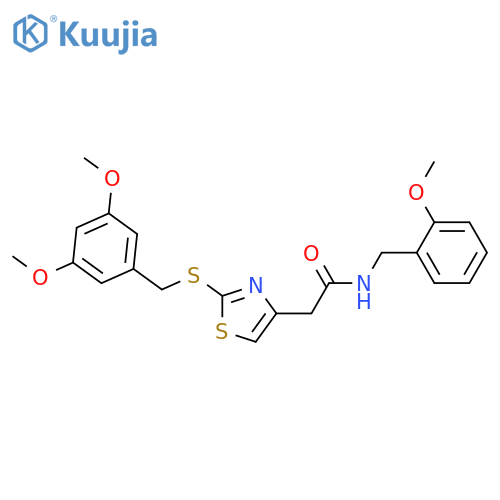 2-(2-{(3,5-dimethoxyphenyl)methylsulfanyl}-1,3-thiazol-4-yl)-N-(2-methoxyphenyl)methylacetamide structure