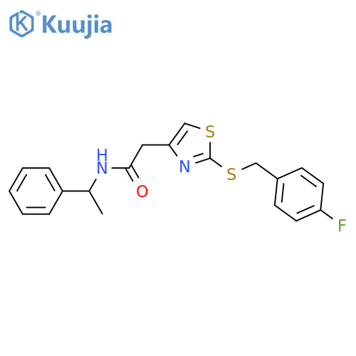 2-(2-{(4-fluorophenyl)methylsulfanyl}-1,3-thiazol-4-yl)-N-(1-phenylethyl)acetamide structure