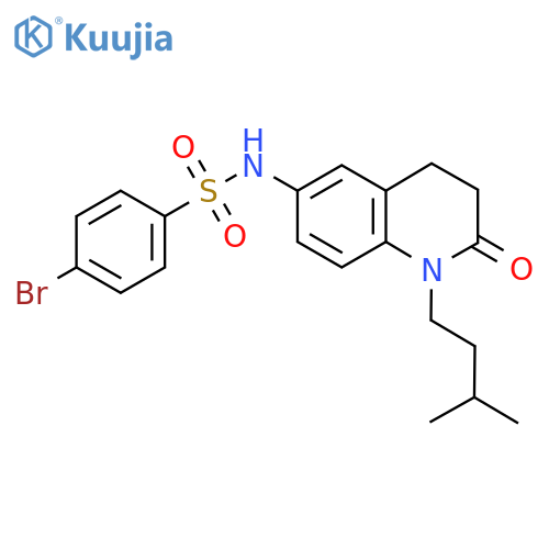 4-bromo-N-1-(3-methylbutyl)-2-oxo-1,2,3,4-tetrahydroquinolin-6-ylbenzene-1-sulfonamide structure