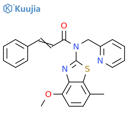 (2E)-N-(4-methoxy-7-methyl-1,3-benzothiazol-2-yl)-3-phenyl-N-(pyridin-2-yl)methylprop-2-enamide structure