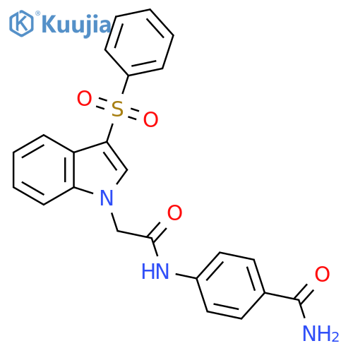4-{2-3-(benzenesulfonyl)-1H-indol-1-ylacetamido}benzamide structure