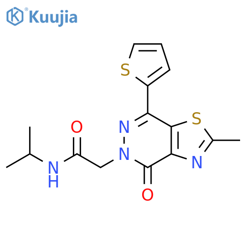 2-2-methyl-4-oxo-7-(thiophen-2-yl)-4H,5H-1,3thiazolo4,5-dpyridazin-5-yl-N-(propan-2-yl)acetamide structure