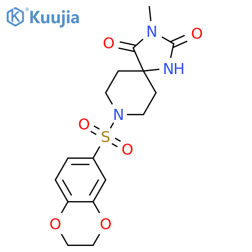 8-(2,3-dihydro-1,4-benzodioxine-6-sulfonyl)-3-methyl-1,3,8-triazaspiro4.5decane-2,4-dione structure