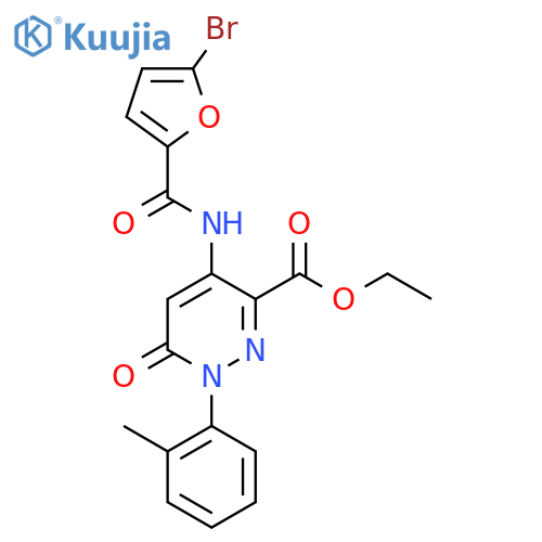ethyl 4-(5-bromofuran-2-amido)-1-(2-methylphenyl)-6-oxo-1,6-dihydropyridazine-3-carboxylate structure