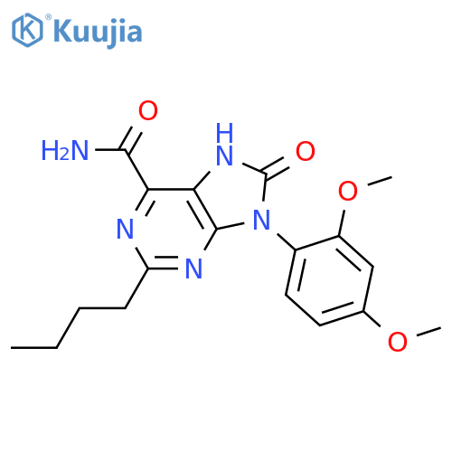 2-butyl-9-(2,4-dimethoxyphenyl)-8-oxo-8,9-dihydro-7H-purine-6-carboxamide structure