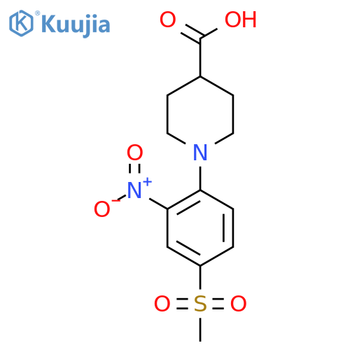 1-[4-(Methylsulfonyl)-2-nitrophenyl]piperidine-4-carboxylic acid structure