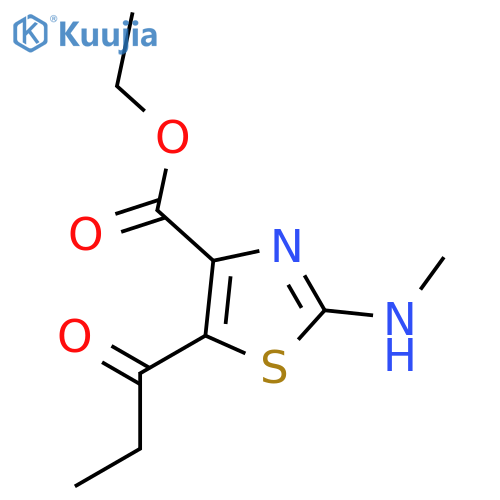 4-Thiazolecarboxylic acid, 2-(methylamino)-5-(1-oxopropyl)-, ethyl ester structure