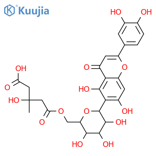 6-C-β-D-Glucopyranosyl-3',4',5,7-tetrahydroxyflavone; 6''-O-(3S-Hydroxy-3-methylglutaroyl) structure