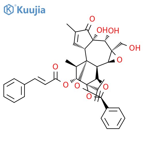 2-Propenoic acid,3-phenyl-,(2S,3aR,3bS,3cS,4aR,5S,5aS,8aR,8bS,9R,10R,10aS)-3a,3b,3c,4a,5,5a,8a,9,10,10a-decahydro-5,5a-dihydroxy-4a-(hydroxymethyl)-7,9-dimethyl-10a-(1-methylethenyl)-6-oxo-2-phenyl-6H-2,8b-epoxyoxireno[6,7]azuleno[5,4-e]-1,3-benzodioxol-10-ylester structure