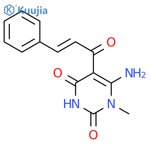 6-amino-1-methyl-5-[(E)-3-phenylprop-2-enoyl]pyrimidine-2,4-dione structure