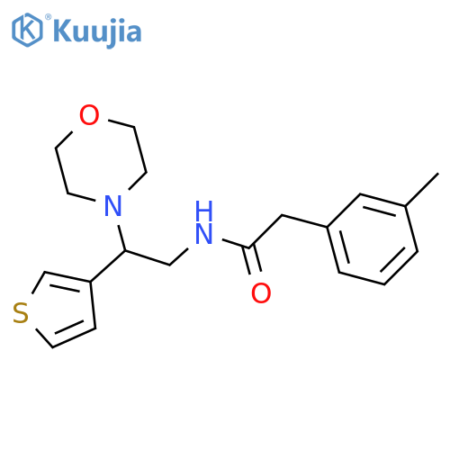 2-(3-methylphenyl)-N-2-(morpholin-4-yl)-2-(thiophen-3-yl)ethylacetamide structure