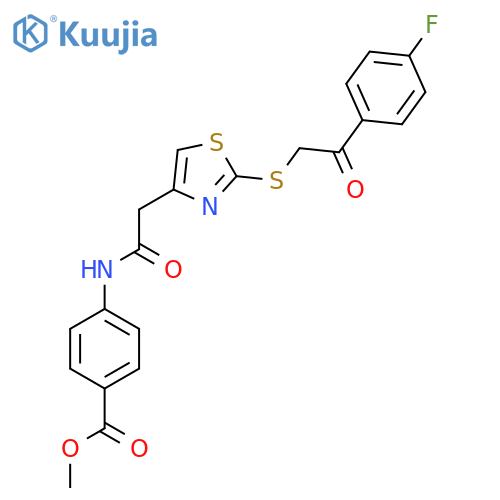 methyl 4-2-(2-{2-(4-fluorophenyl)-2-oxoethylsulfanyl}-1,3-thiazol-4-yl)acetamidobenzoate structure
