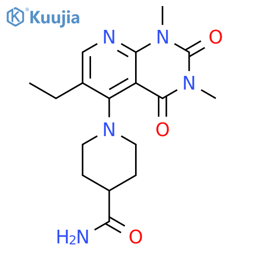 1-{6-ethyl-1,3-dimethyl-2,4-dioxo-1H,2H,3H,4H-pyrido2,3-dpyrimidin-5-yl}piperidine-4-carboxamide structure