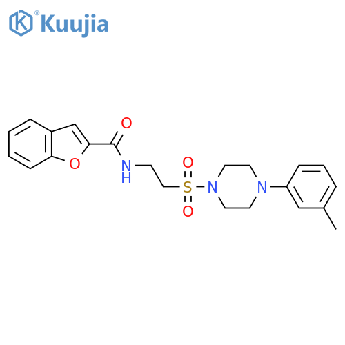 N-(2-{4-(3-methylphenyl)piperazin-1-ylsulfonyl}ethyl)-1-benzofuran-2-carboxamide structure