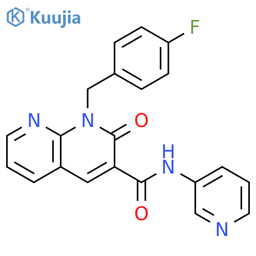 1-(4-fluorophenyl)methyl-2-oxo-N-(pyridin-3-yl)-1,2-dihydro-1,8-naphthyridine-3-carboxamide structure