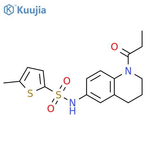 5-methyl-N-(1-propanoyl-1,2,3,4-tetrahydroquinolin-6-yl)thiophene-2-sulfonamide structure