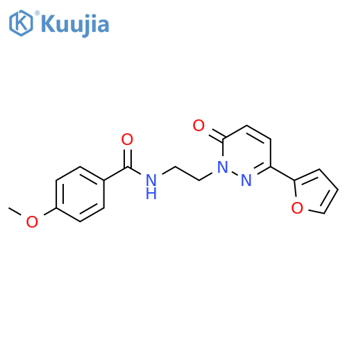 N-{2-3-(furan-2-yl)-6-oxo-1,6-dihydropyridazin-1-ylethyl}-4-methoxybenzamide structure