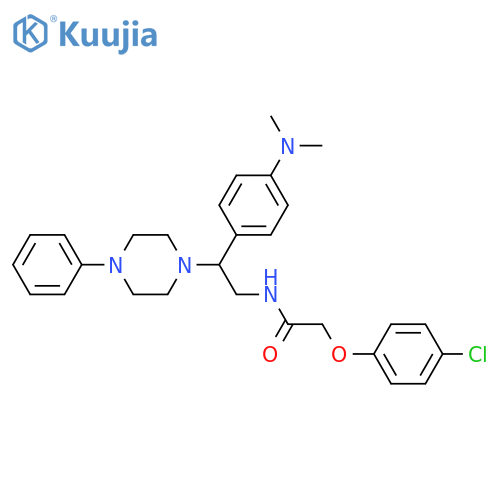 2-(4-chlorophenoxy)-N-{2-4-(dimethylamino)phenyl-2-(4-phenylpiperazin-1-yl)ethyl}acetamide structure