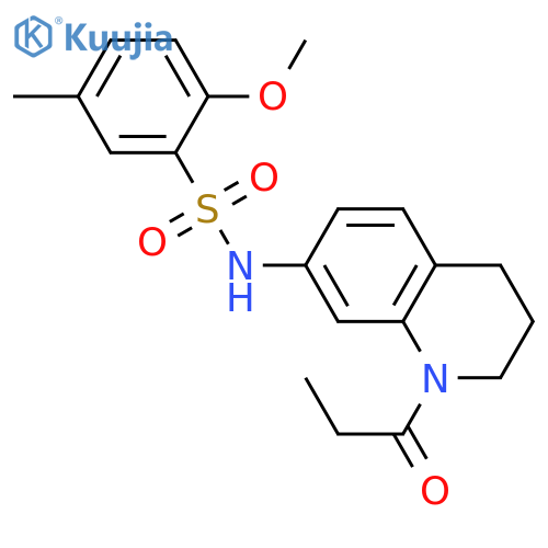 2-methoxy-5-methyl-N-(1-propanoyl-1,2,3,4-tetrahydroquinolin-7-yl)benzene-1-sulfonamide structure