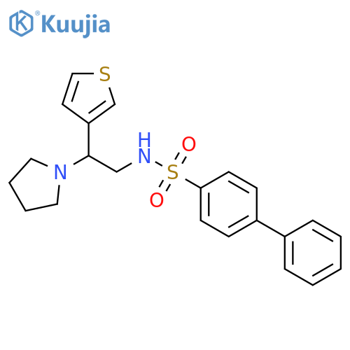 N-2-(pyrrolidin-1-yl)-2-(thiophen-3-yl)ethyl-1,1'-biphenyl-4-sulfonamide structure