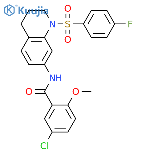 5-chloro-N-1-(4-fluorobenzenesulfonyl)-1,2,3,4-tetrahydroquinolin-7-yl-2-methoxybenzamide structure