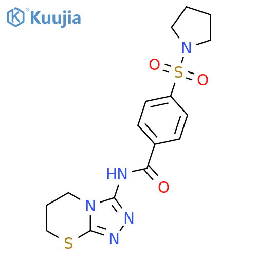 4-(pyrrolidine-1-sulfonyl)-N-{5H,6H,7H-1,2,4triazolo3,4-b1,3thiazin-3-yl}benzamide structure