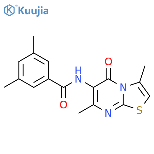 N-{3,7-dimethyl-5-oxo-5H-1,3thiazolo3,2-apyrimidin-6-yl}-3,5-dimethylbenzamide structure