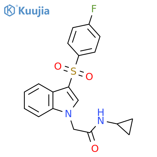N-cyclopropyl-2-3-(4-fluorobenzenesulfonyl)-1H-indol-1-ylacetamide structure