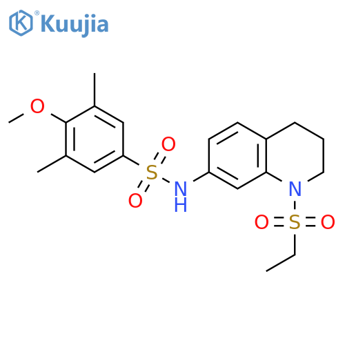 N-1-(ethanesulfonyl)-1,2,3,4-tetrahydroquinolin-7-yl-4-methoxy-3,5-dimethylbenzene-1-sulfonamide structure