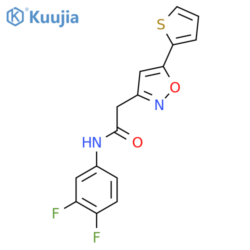 N-(3,4-difluorophenyl)-2-5-(thiophen-2-yl)-1,2-oxazol-3-ylacetamide structure